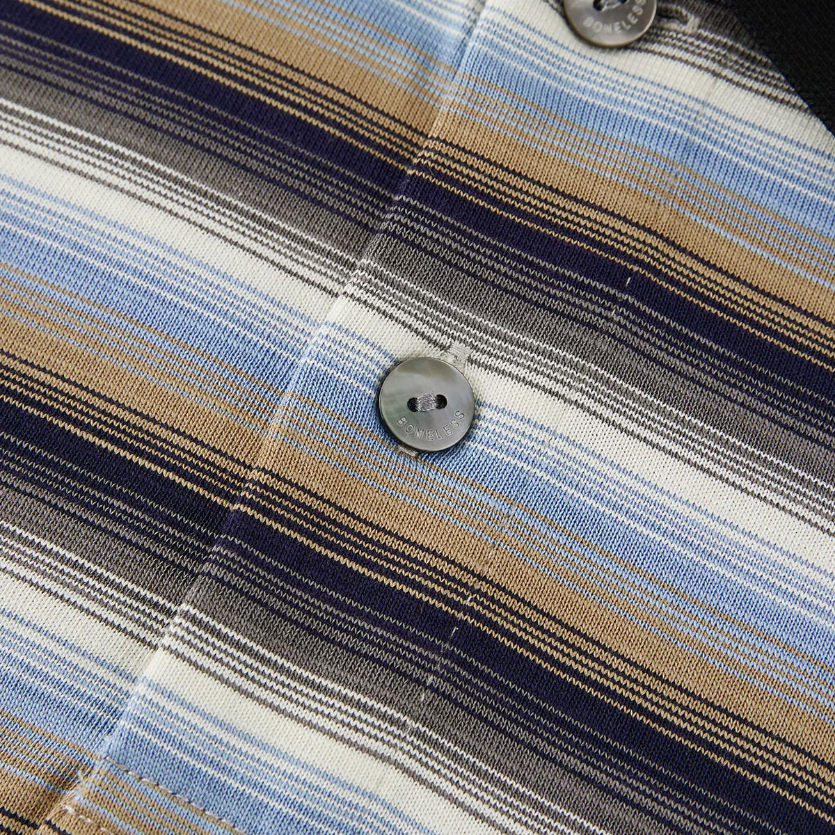 BONELESS Stripe Embroidered Logo Shirt Black/Blue (SS26)