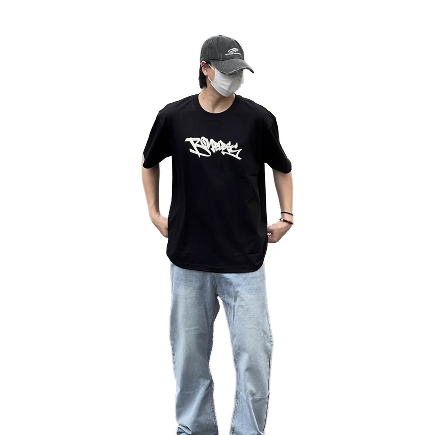 BONELESS Texture Graffiti Print Tee Black (SS25)
