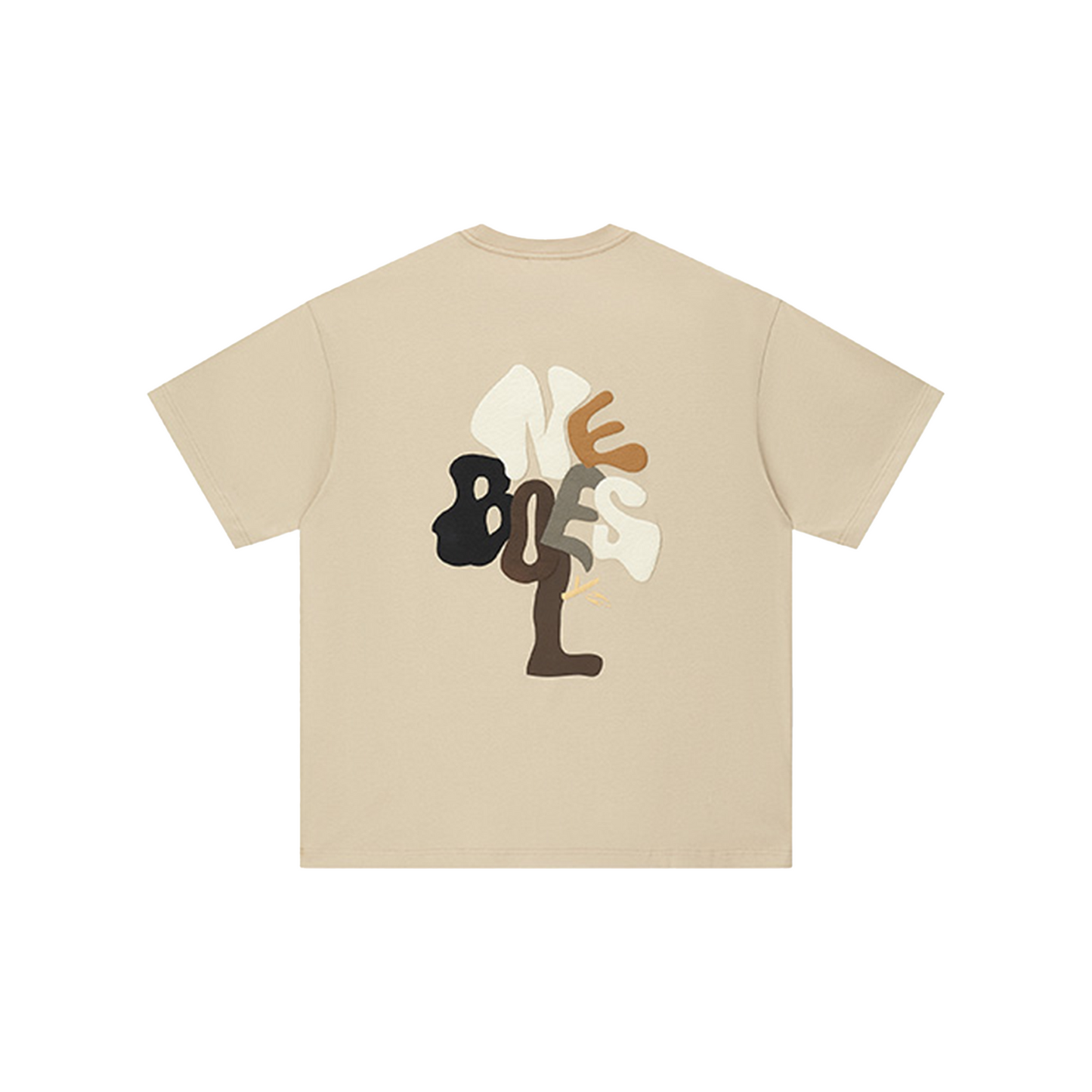 BONELESS Tree Shaped Deformed Letter Print S/S Tee Light Khaki (SS22)