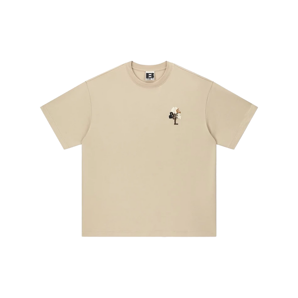 BONELESS Tree Shaped Deformed Letter Print S/S Tee Light Khaki (SS22)