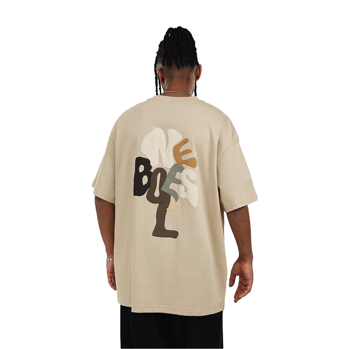 BONELESS Tree Shaped Deformed Letter Print S/S Tee Light Khaki (SS22)