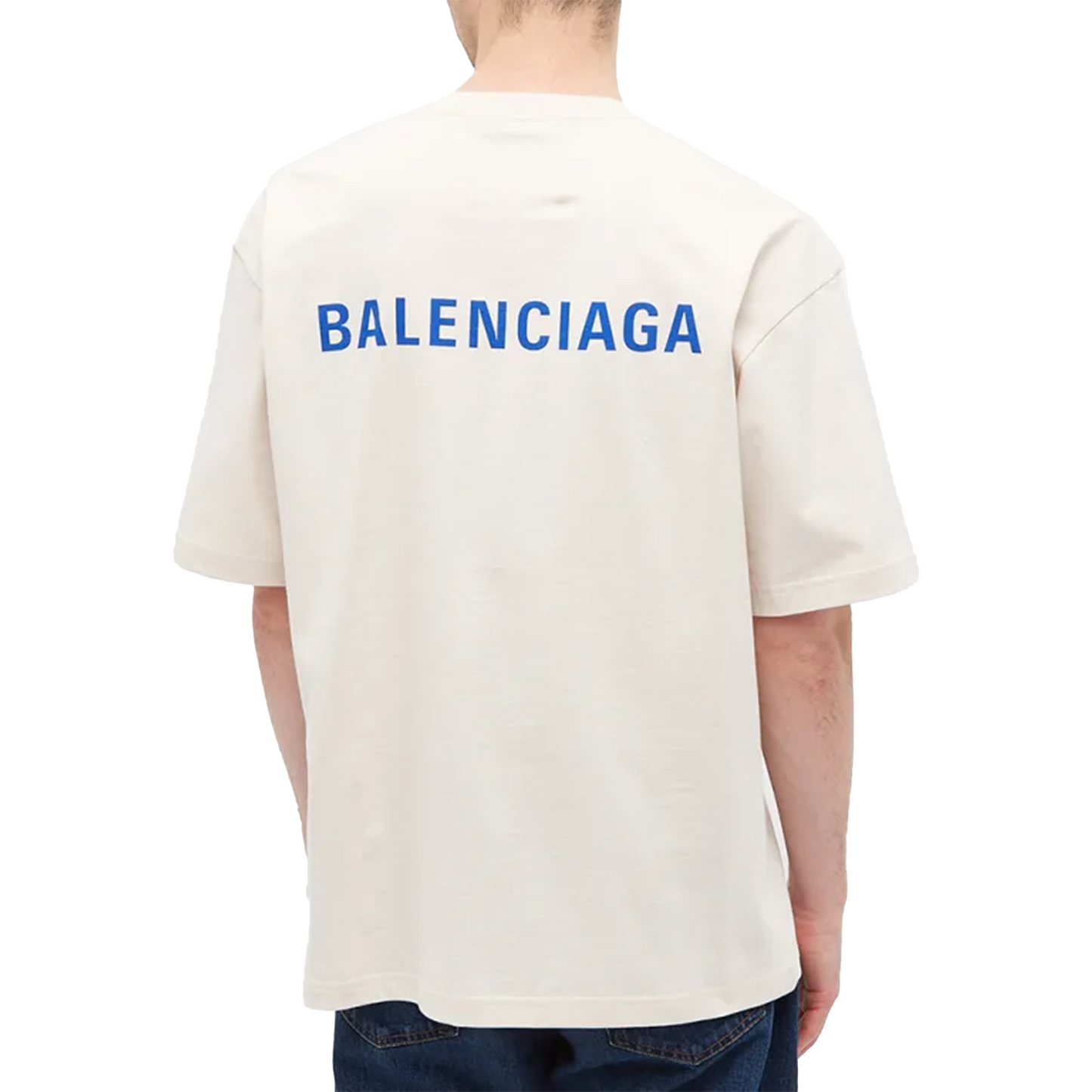 Balenciaga Badge Logo Tee Chalky White/Blue (SS21)