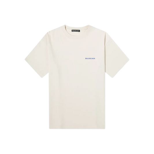 BALENCIAGA Badge Logo Tee Chalky White/Blue (SS21)