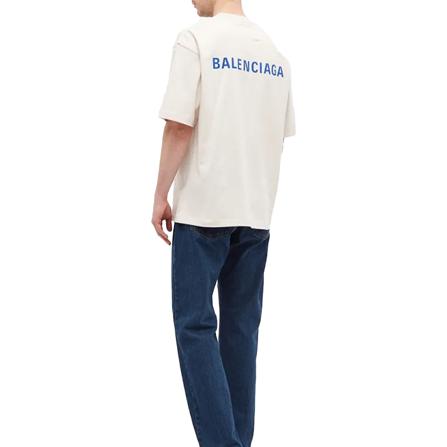 Balenciaga Badge Logo Tee Chalky White/Blue (SS21)