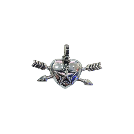CODY SANDERSON Heart & Sheriff Star Double Arrow Pendant Silver (SS25)