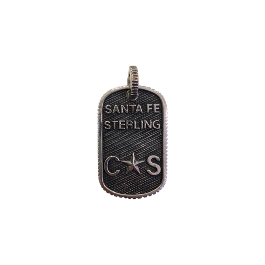 CODY SANDERSON Small Stars & Crossed Arrows Dog Tag With Outside Coin Edge Pendant Silver (SS25)
