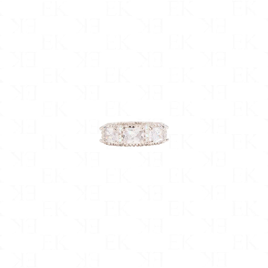 EK Collection White Gem Ring Silver