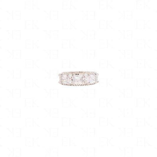 EK Collection White Gem Ring Silver