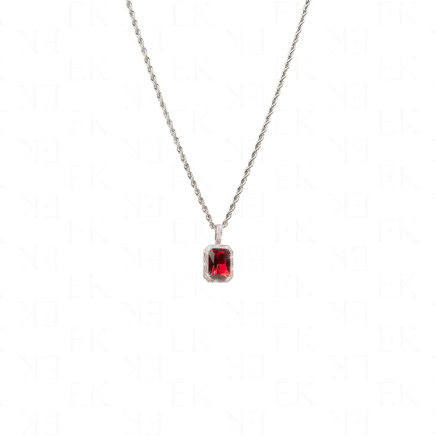 EK Collection Red Sapphire Necklace Silver