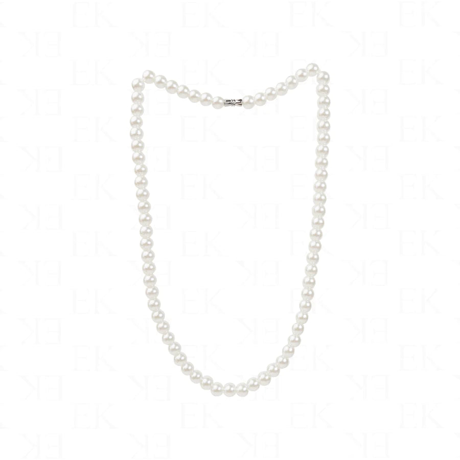 EK Collection Full Pearl Necklace White