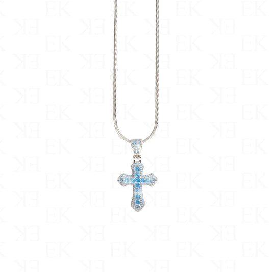 EK Collection Infinite Cross Necklace Blue