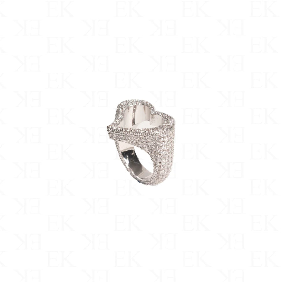 EK Collection Heart Ring Iced Out Silver