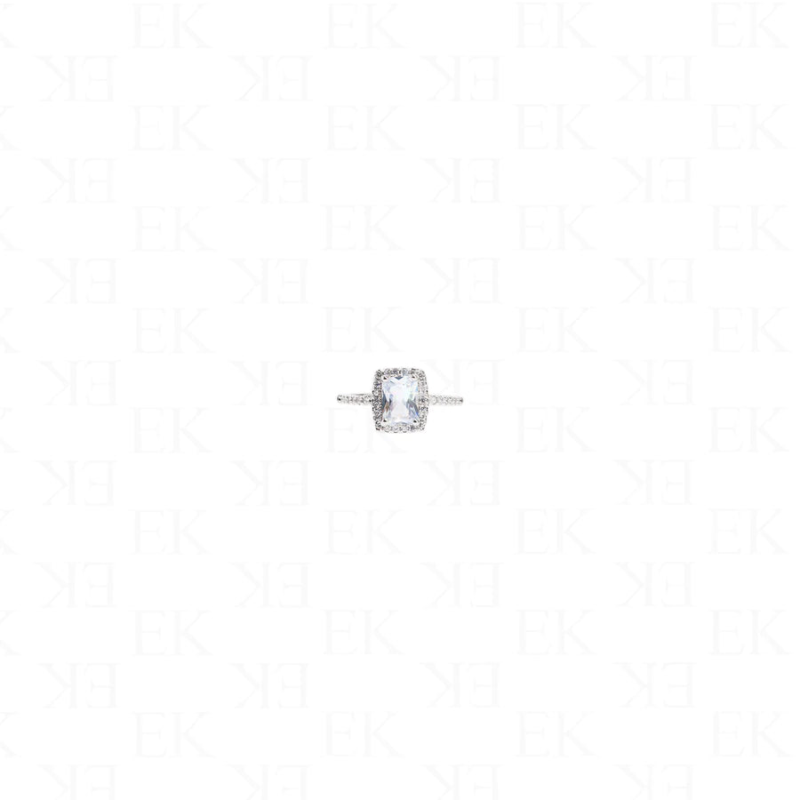 EK Collection Square Cubic Ring Silver