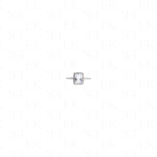 EK Collection Square Cubic Ring Silver