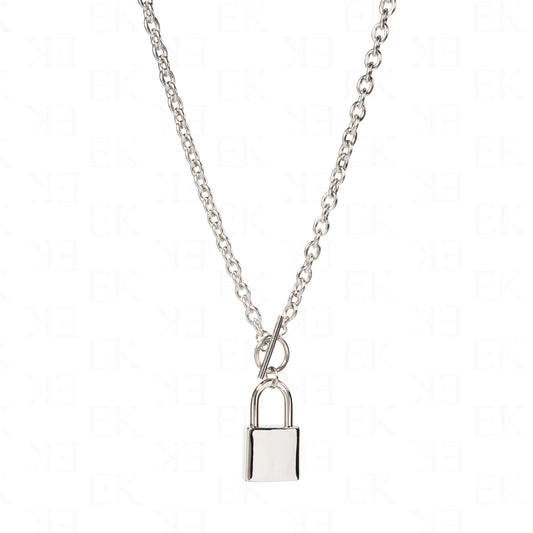 EK Collection Lock Necklace Silver