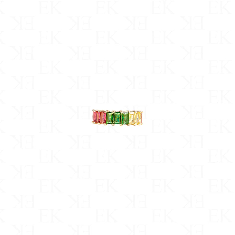 EK Collection Mini Baguette Rainbow Ring Gold