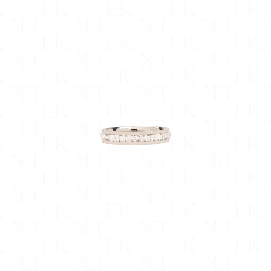 EK Collection Single Iced Out Band Ring Silver