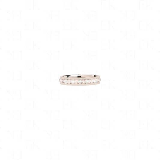 EK Collection Single Iced Out Band Ring Silver