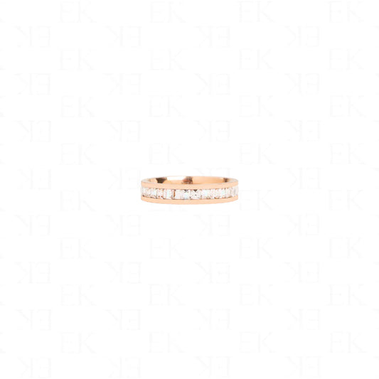 EK Collection Single Iced Out Band Ring Rose Gold