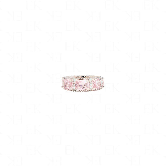 EK Collection Pink Gem Ring Silver