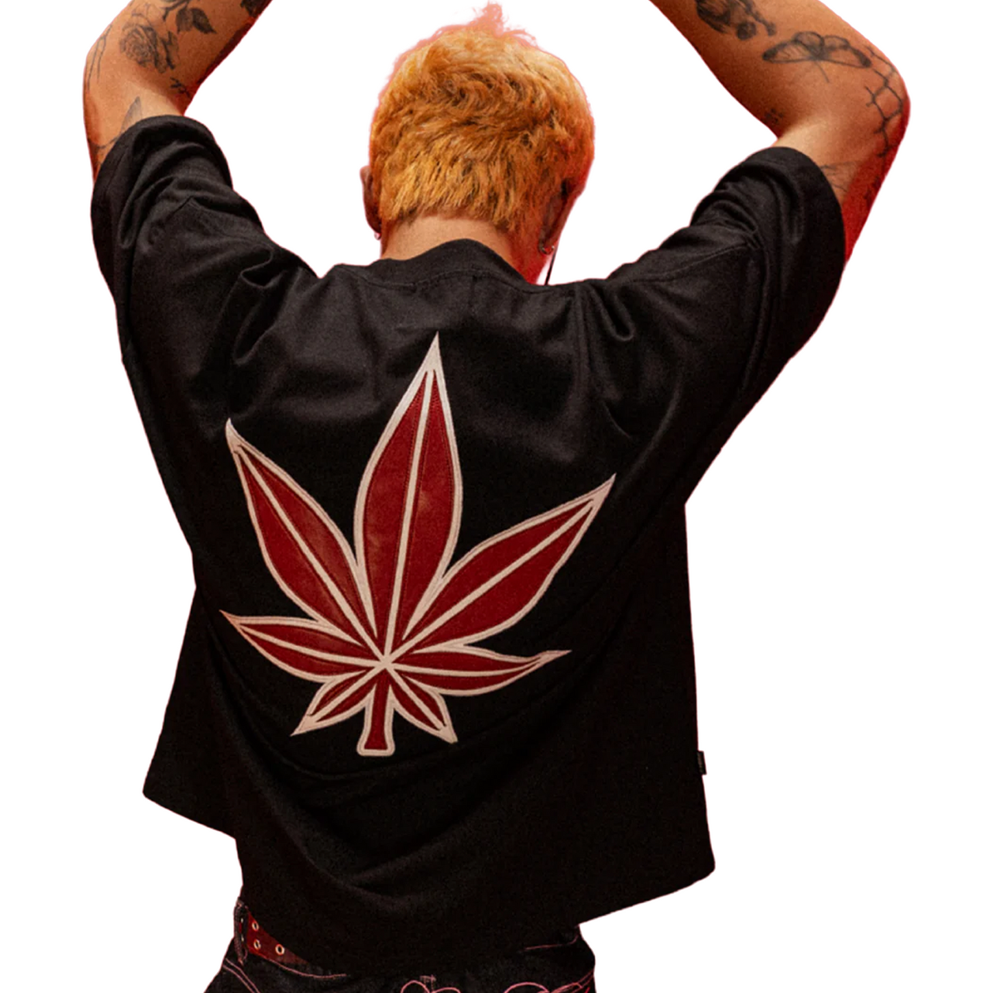 Stoned & Co ® Dark Horse: Leather Maple Tee Black (SS26)