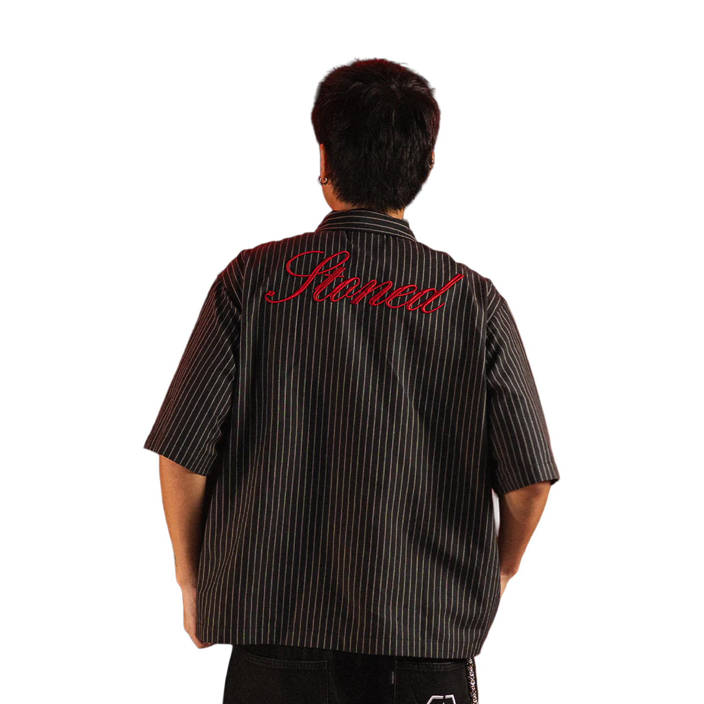 Stoned & Co ® Dark Horse : Stripe Short Sleeved Shirt Black (SS26)