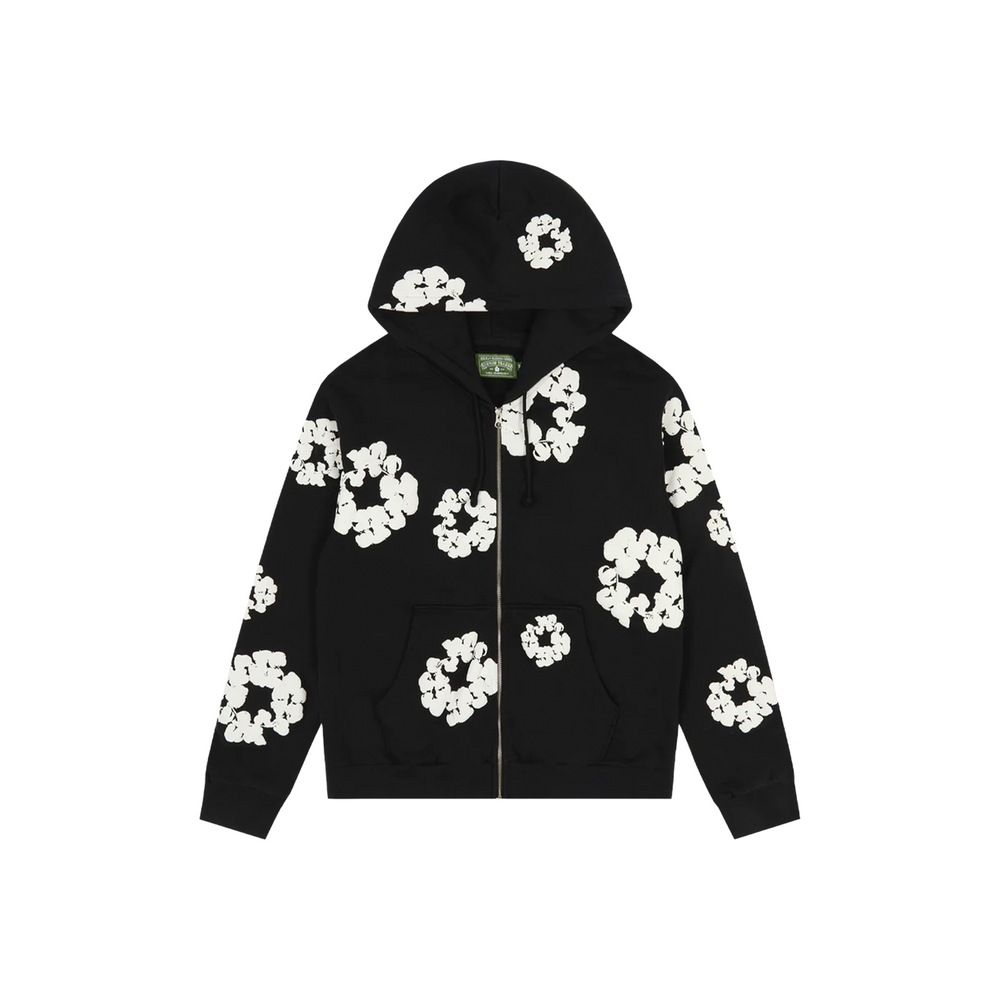 Denim Tears Cotton Wreath Zip-Up Hoodie Black (SS25)