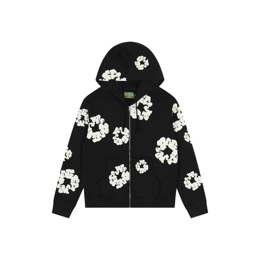 Denim Tears Cotton Wreath Zip-Up Hoodie Black (SS25)