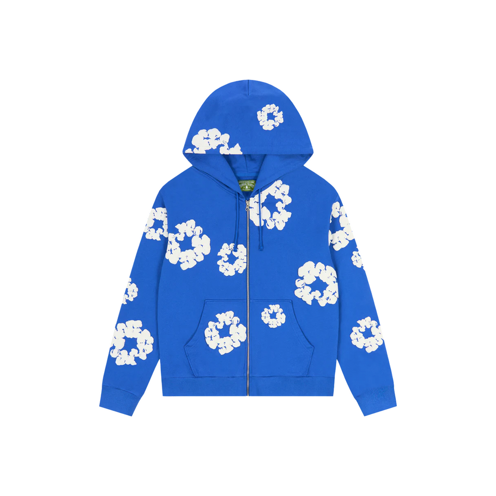 Denim Tears Cotton Wreath Zip-Up Hoodie Blue (SS25)