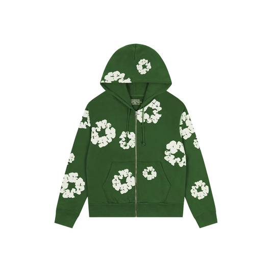 Denim Tears Cotton Wreath Zip-Up Hoodie Green (SS25)