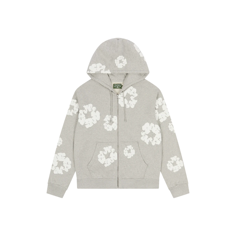 Denim Tears Cotton Wreath Zip-Up Hoodie Grey (SS25)