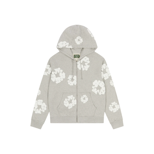 Denim Tears Cotton Wreath Zip-Up Hoodie Grey (SS25)