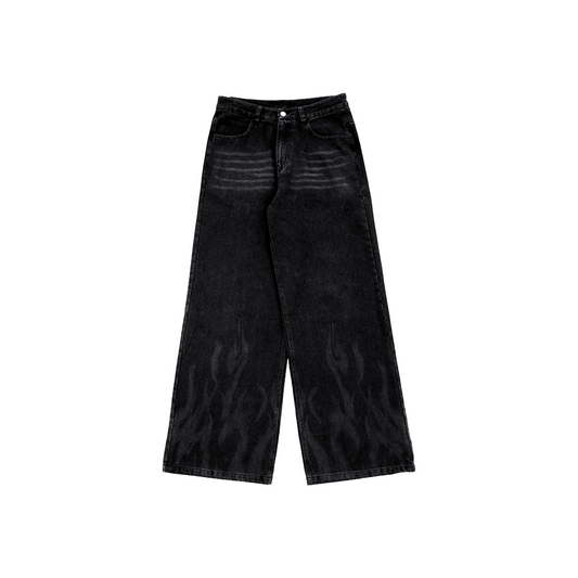 EGLAF Flames Loose Fit Jeans Black (SS25)