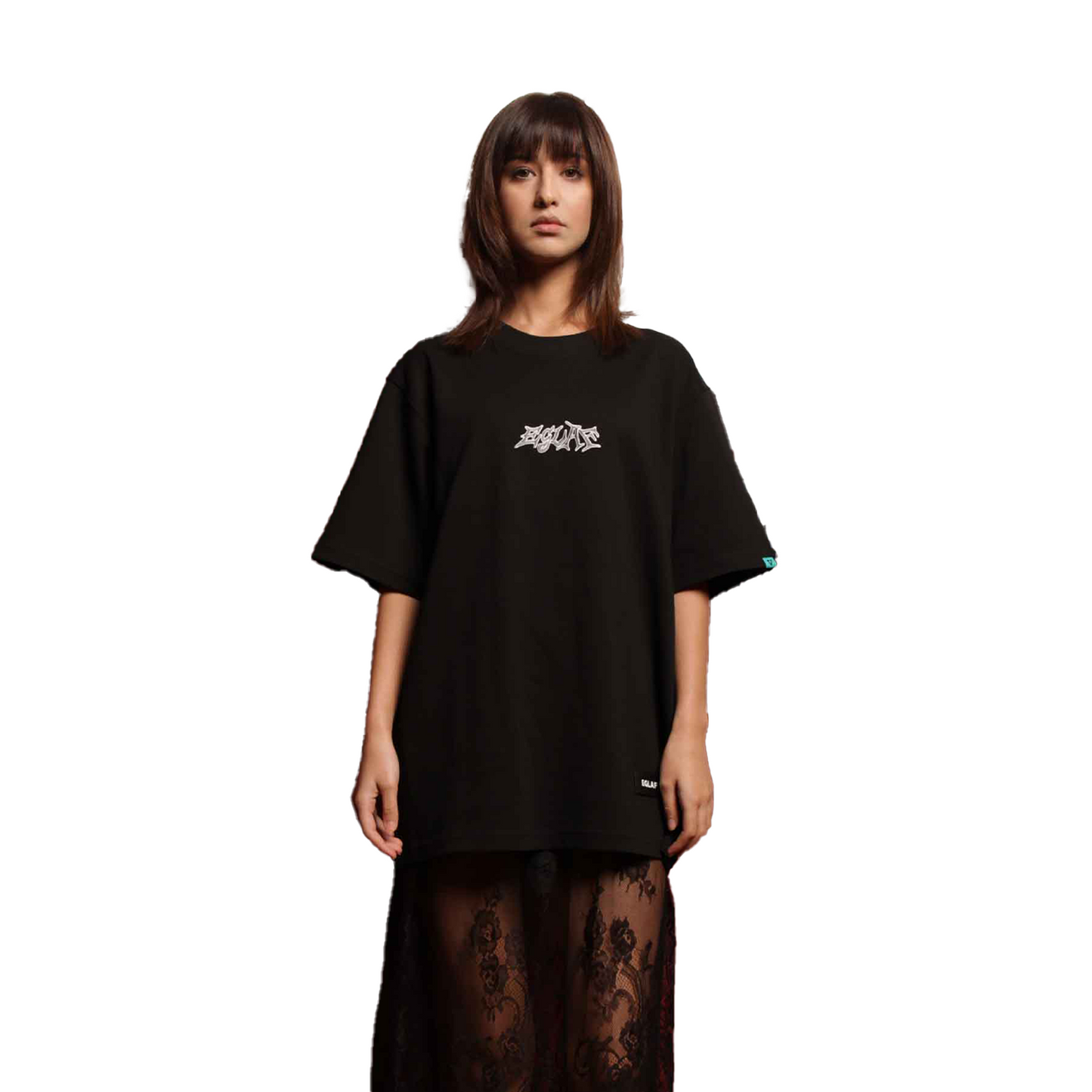 EGLAF Galaxy Embroidery Oversized Tee Black (FW24)