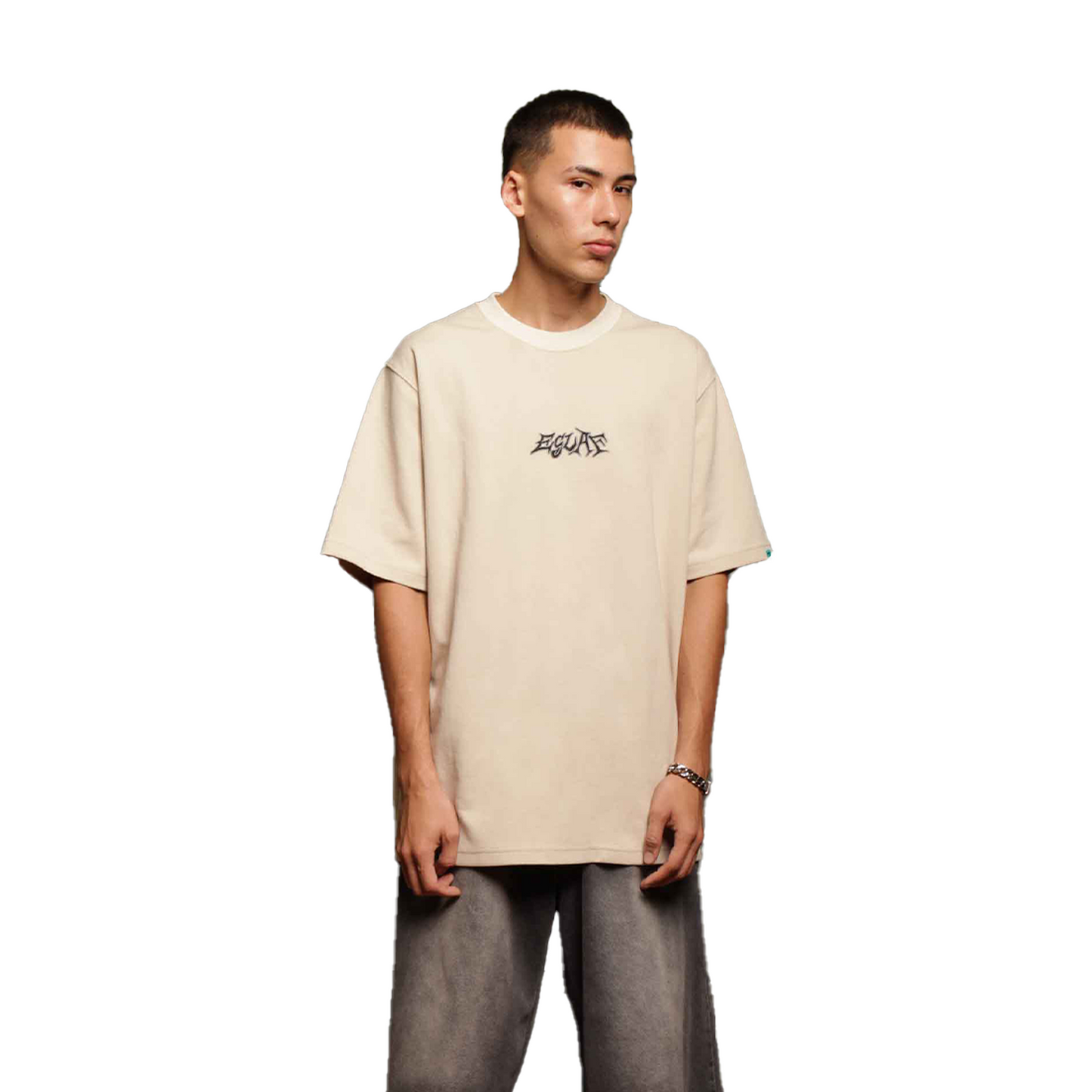 EGLAF Galaxy Embroidery Oversized Tee Light Khakis (FW24)