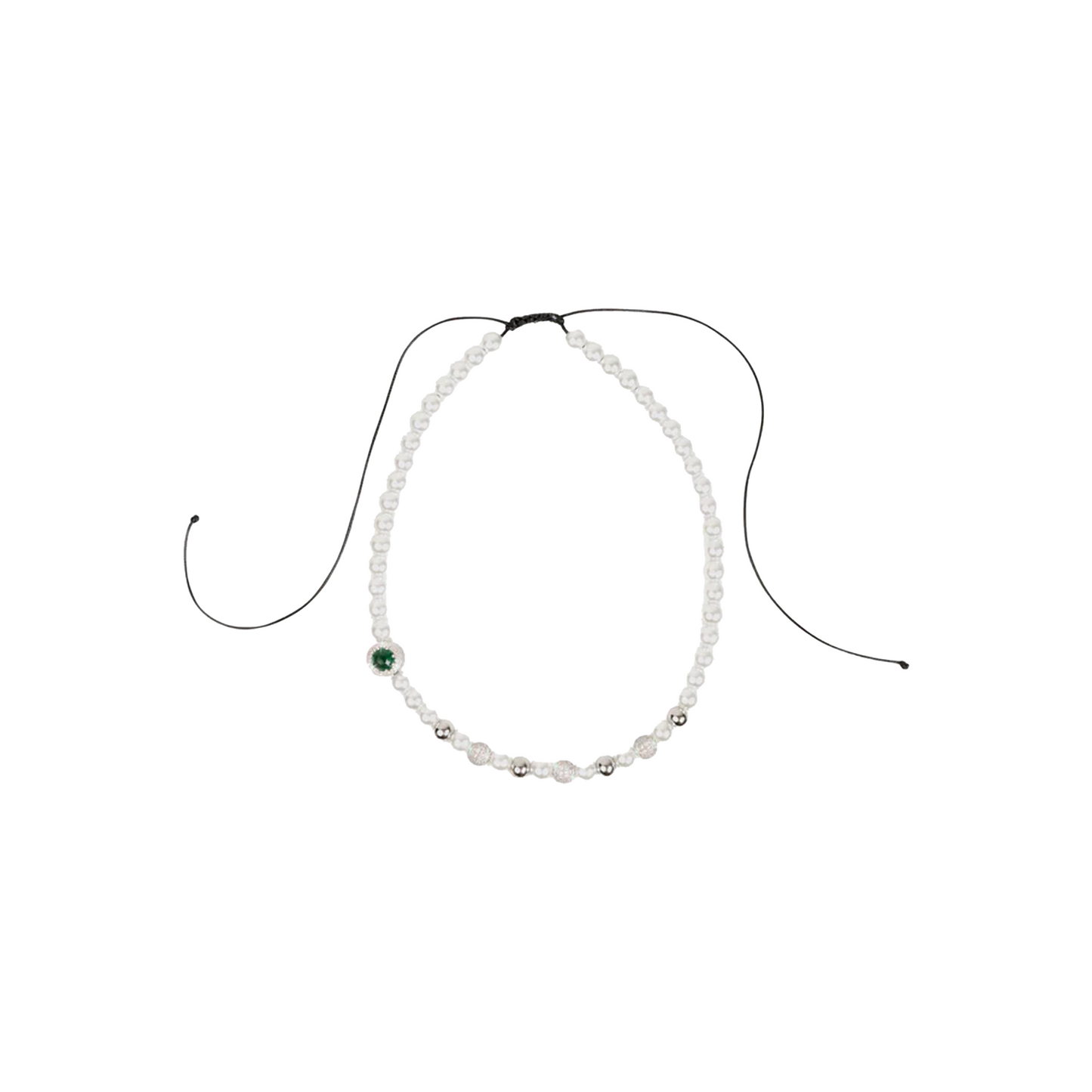 EK Collection Green Jewels Pearl Necklace Adjustable White (SS25)