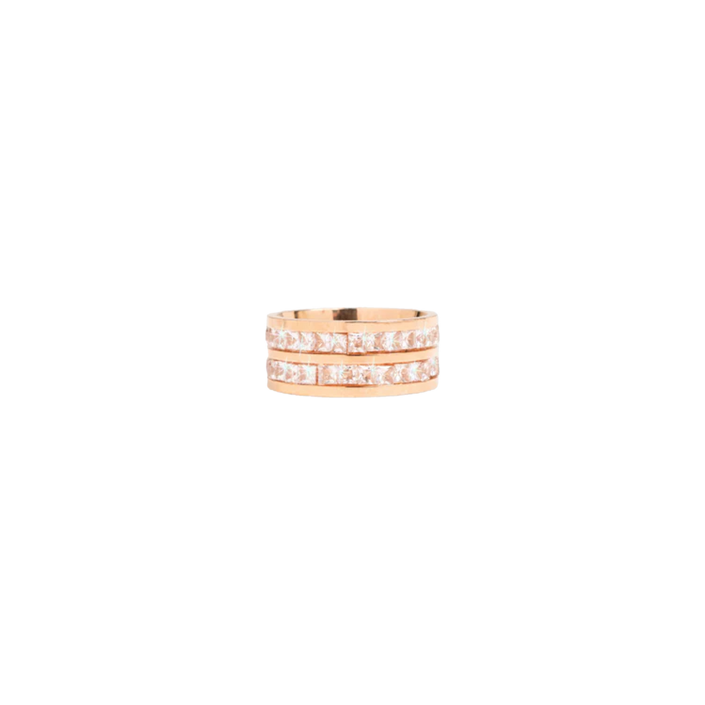 EK Collection Double Iced Out Band Ring Rose Gold (SS25)