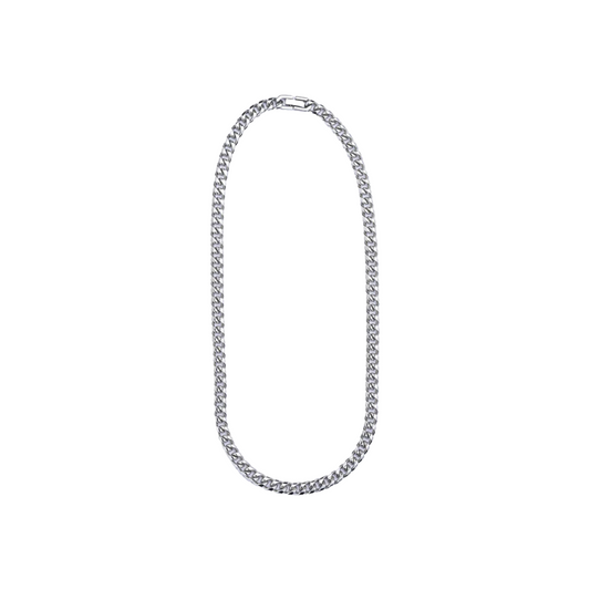 EK Collection No Iced Cuban Necklace Silver