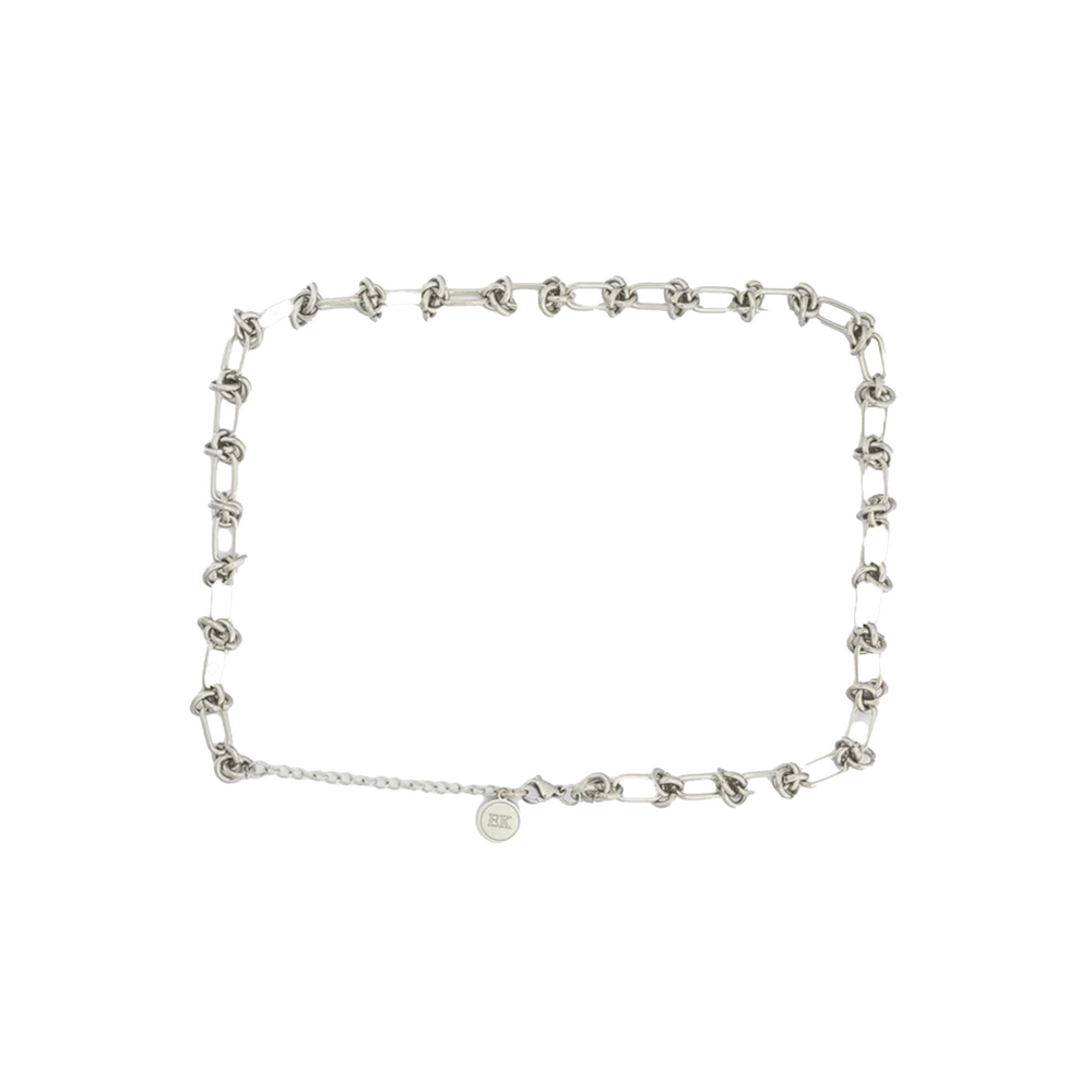 EK Collection Adjustable Loop Link Necklace Silver