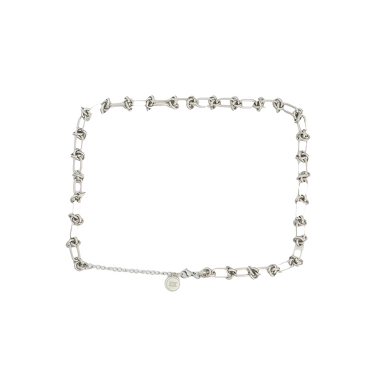 EK Collection Adjustable Loop Link Necklace Silver