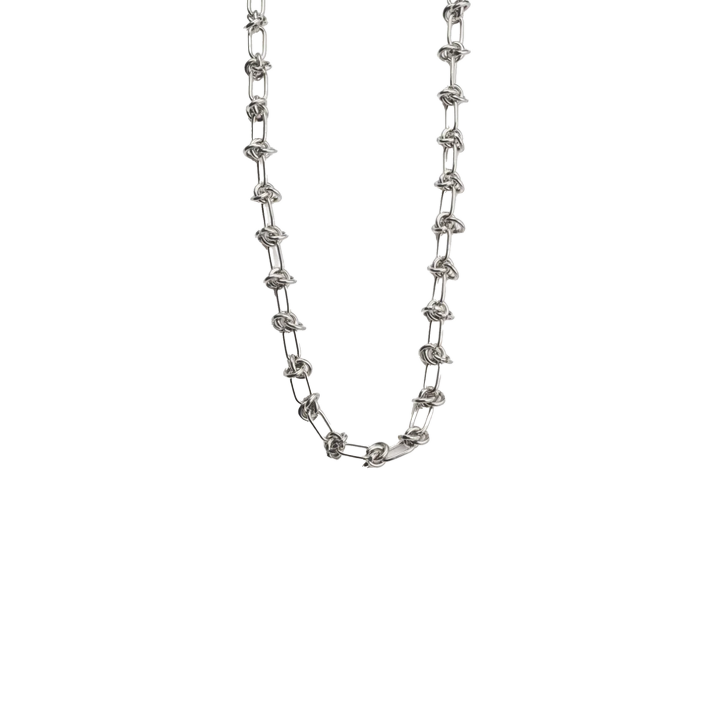 EK Collection Adjustable Loop Link Necklace Silver