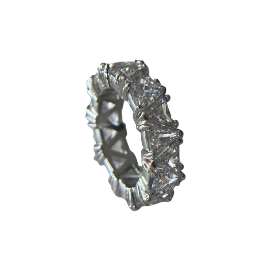 EK Collection Trilliant Ring Silver Carat Hour Silver