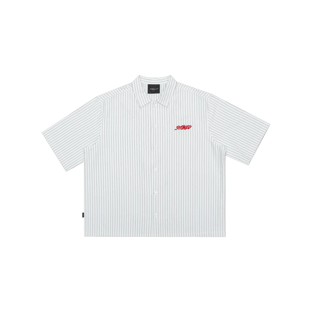 Stoned & Co ® EOT : Stripe Short Sleeved Shirt White (SS25)