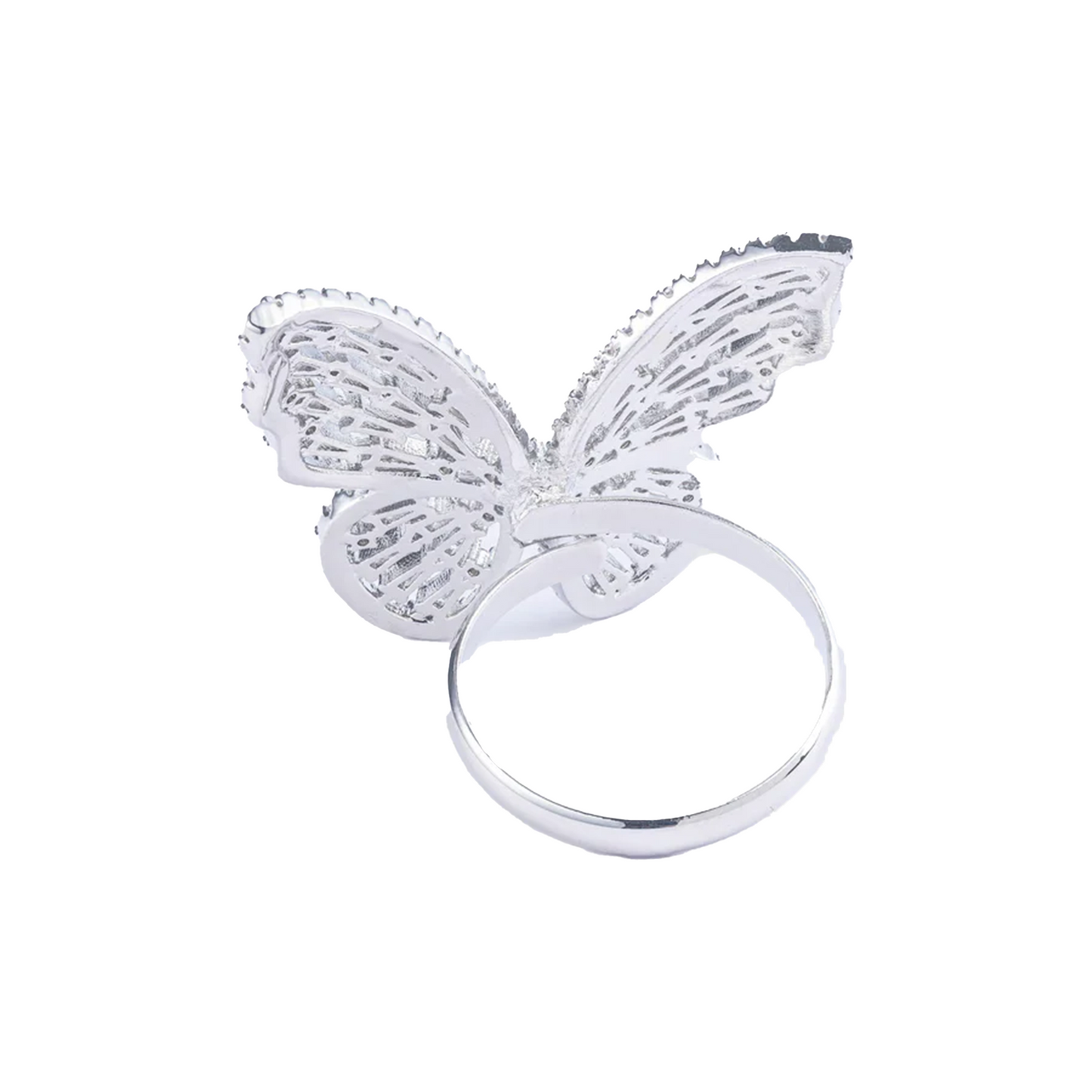 EK Collection Emerald Butterfly Ring Silver