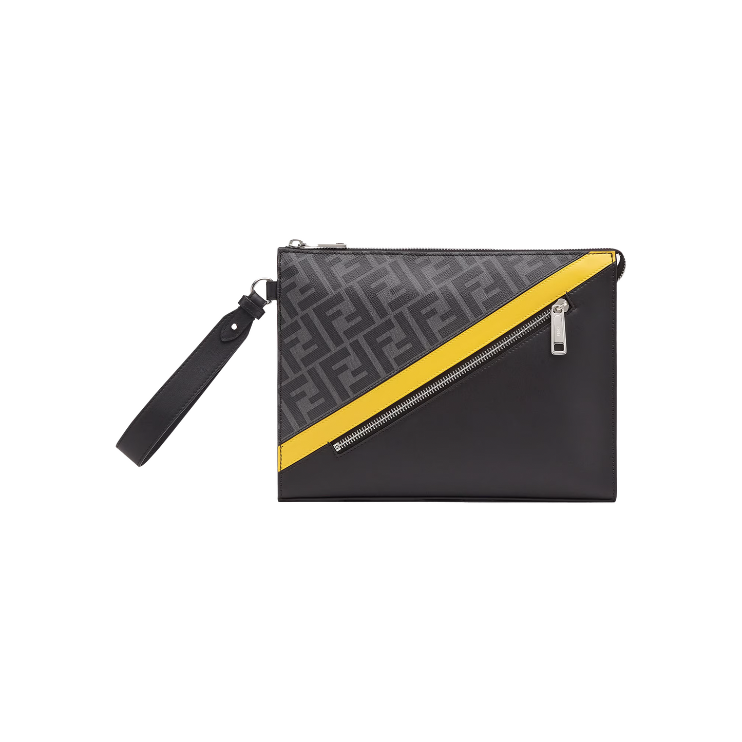 FENDI Diagonal Clutch Fabric Pouch Grey (SS24)