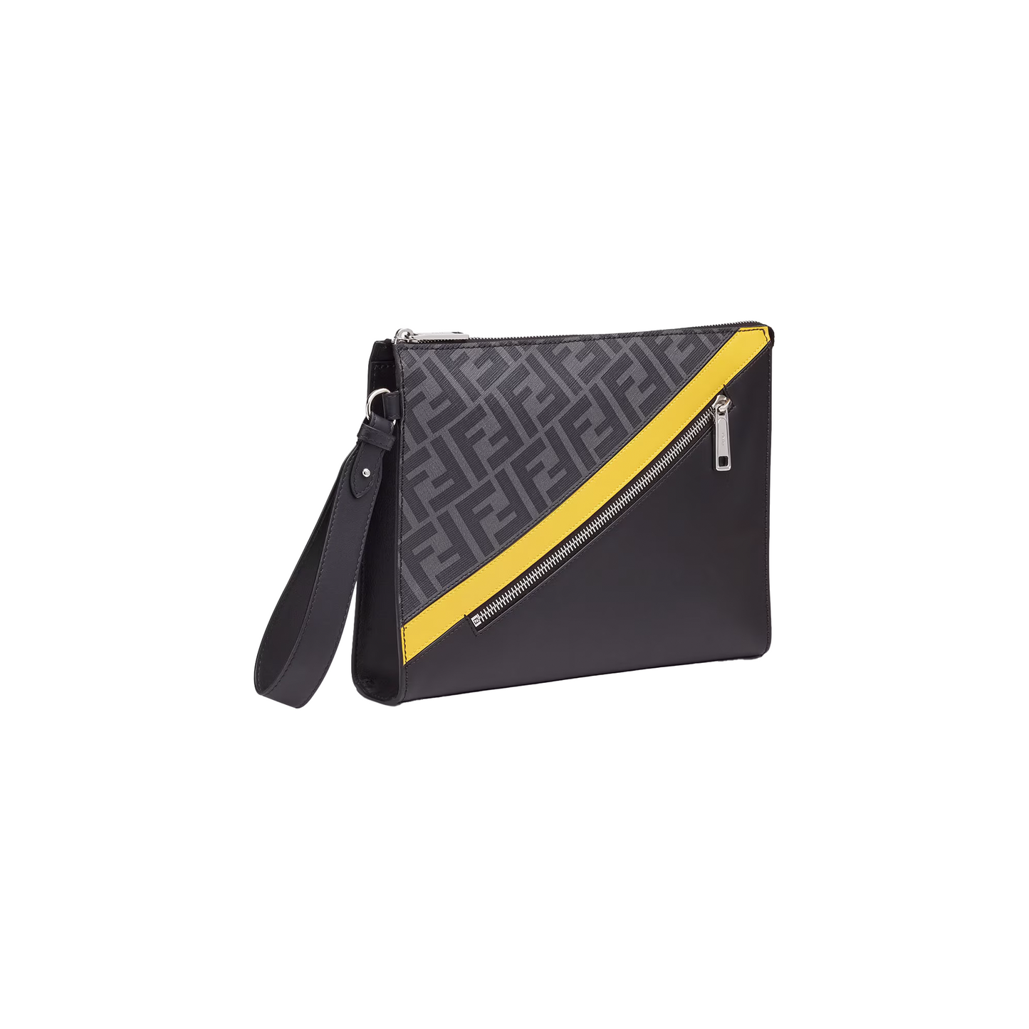 FENDI Diagonal Clutch Fabric Pouch Grey (SS24)