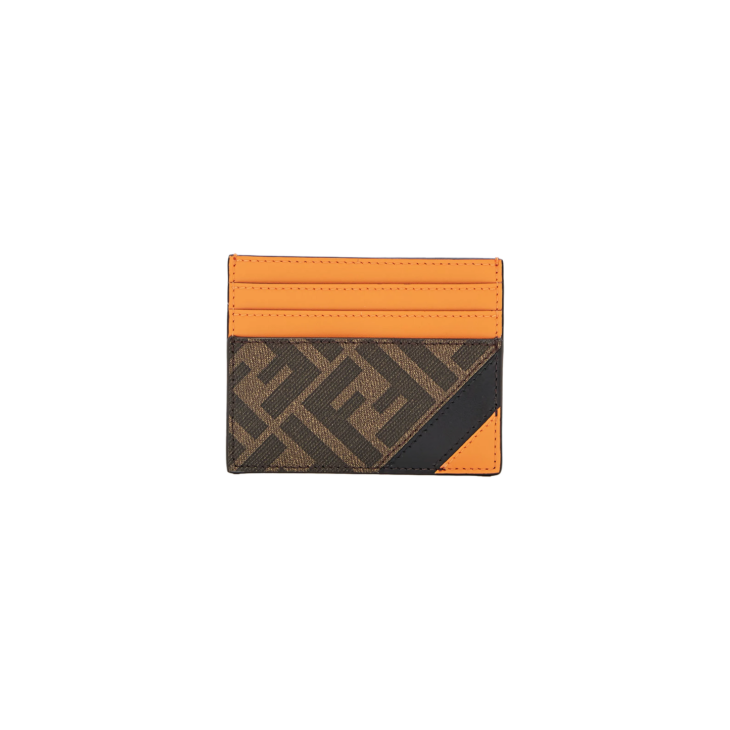 FENDI Leather Fabric Card Holder Brown/Yellow (SS24)