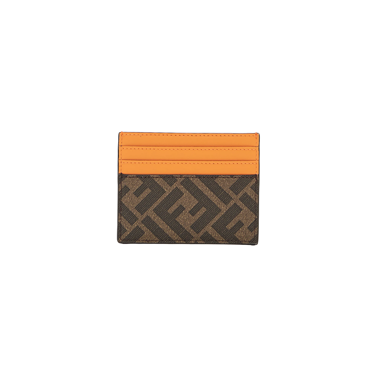 FENDI Leather Fabric Card Holder Brown/Yellow (SS24)