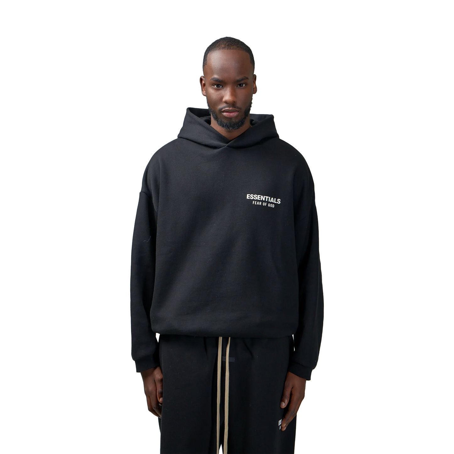 Fear of God Essentials Core Logo Fleece Hoodie Black (FW24)