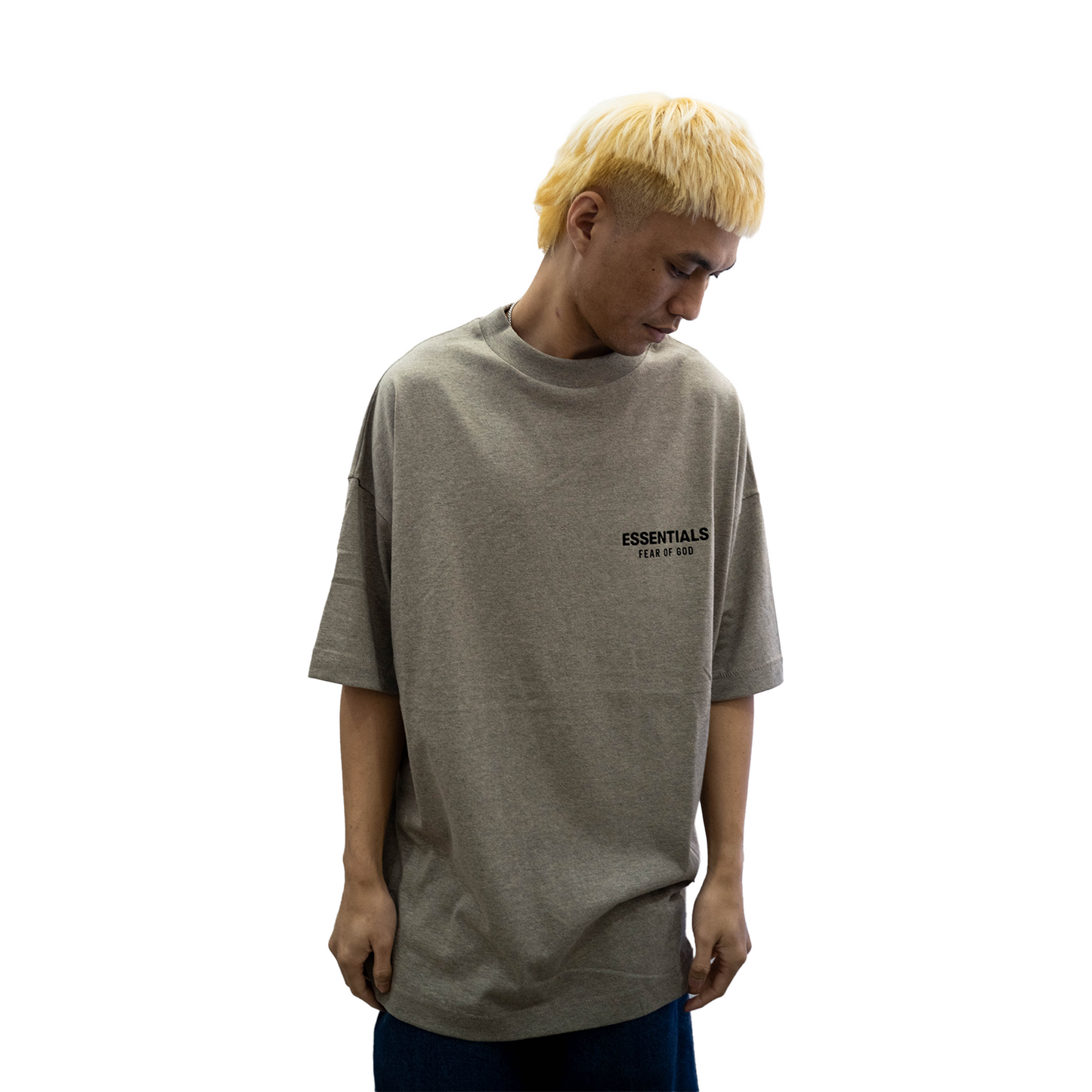 Fear of God Essentials Core Logo Jersey Crewneck Tee Heather Grey (FW24)